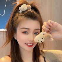 Head Curtain Clip Liu Hai Clip Head Decoration Hair Clip Front Forehead Crumpled Hair Temperament Top Clip Plush Fur Suede Hairpin Small Bear Catch A Hair Ball