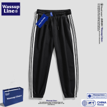 Wassup Line Leisure Pants Takay Channel Ins Loose Legs Beam Athle Sweat Pants Straight Pants