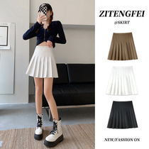 White pleated skirt high waist a female spring and autumn 2022 new thin suit pendant short skirt summer half-skirt