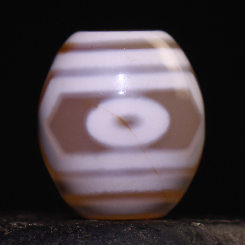 梵间星辰西藏天然玛瑙白冰白毫达落九眼天珠16x15mm超顶锁骨链