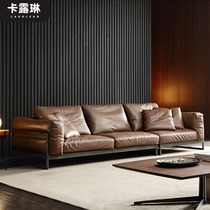 Italian Minimalist Office Real Leather Sofa Brief Modern Light Lavish Small Family Type Reception Office Trio Mix