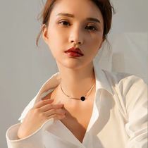 Japan-ROK 100 hitch Personality Temperament Necklace Woman Lock Bone Chain Neck Chain Titanium Steel Without Falling Color No Allergy Flat Snake Chain Pendant