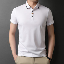 Ji Shi Zhe's new embroidery summer high-end white short-sleeved polo shirt middle-aged half-sleeved tops and leisure matching men's clothing