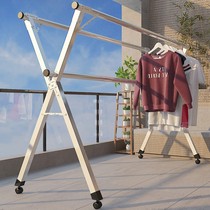 Floor-to-ceiling folding indoor bedroom home balcony stainless steel telescopic clothes bar Outdoor Quilt artifact drying rack
