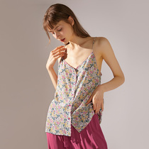 XEXZ Harnesses Women 2022 New Summer Real Silk Hitch Vest Shatter Home Clothing Sauna Silk Bottom Blouse