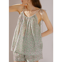 XEXZ2022 Summer Cotton Pyjamas Woman Thin style Cool Loose Loose Jane about Broken Flowers Shorts Home Suit Suit