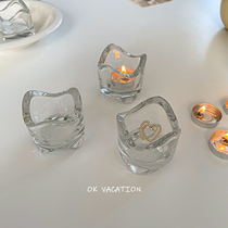 South Korean Winins Wavy Curved Sides Glass Candle Holders Brief Creativity Nordic Romantic Table table Decorative Pendulum