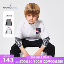 NAUTICAKIDS notika childrens clothes boys T-shirt 2021 spring and autumn clothes new large children long sleeve fake two pieces