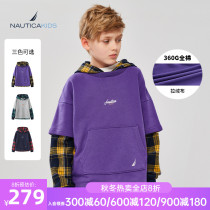 NAUTICA KIDS notika childrens clothing boys clothes 2021 autumn season new shirt fake two hooded tide