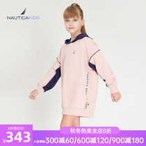 NAUTICA KIDS notika childrens dress girl dress 2021 autumn season new style long sleeve hooded tide