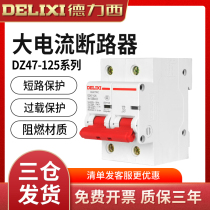 Delixi high current circuit breaker DZ47-125 1P 2P 3P 4P 80A 100A 125A D type air open