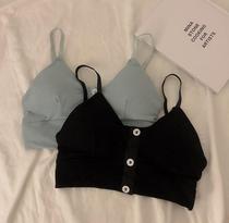 Candy color breathable non-rimless underwear womens 2021 new fashion temperament wild small chest gathered triangle cup text