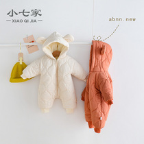 Baby clothes winter clothes Newborns with velvet and thickened jumpsuits