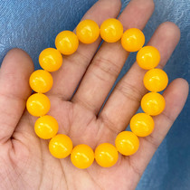 Beeswax round bead bracelet for men and women chicken butter yellow jade bracelet bracelet with a single diameter of about 12mm