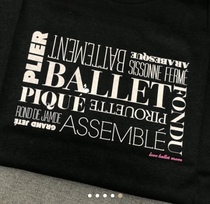 (Spot second hair)South Korea mingon ballet terminology dance practice pure cotton T-shirt black and white t-shirt