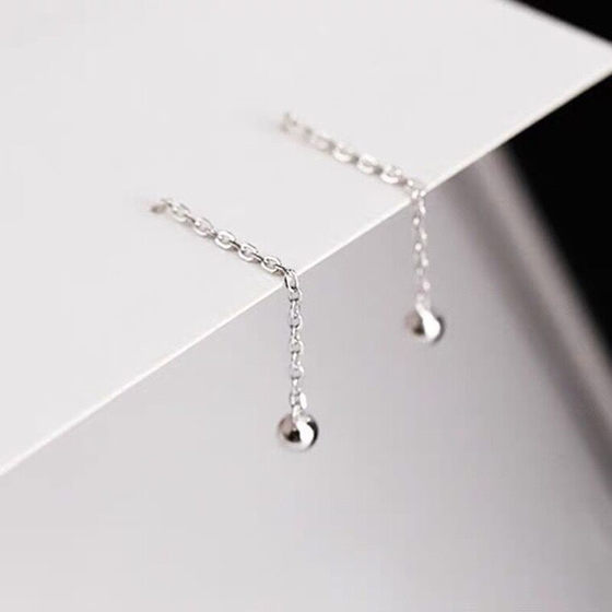 Meifei Sterling Silver Bead Doudou 여학생을위한 안티 알레르기 이어 케이블 단순한 성격 짧은 기질이 귀걸이은 보석 Meifei Sterling Silver Bead Doudou 여학생을위한 안티 알레르기 이어 케이블 단순한 성격 짧은 기질이 귀걸이은 보석