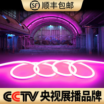 Pink silicone flexible light strip waterproof corridor aisle decoration bendable shopping mall modeling light bar atmosphere light