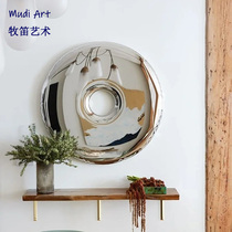 Stainless steel round metal doughnut wall Wall Pendant Wall Pendant Sales Floor room Living Room Living-room Soft-mounted Design Device