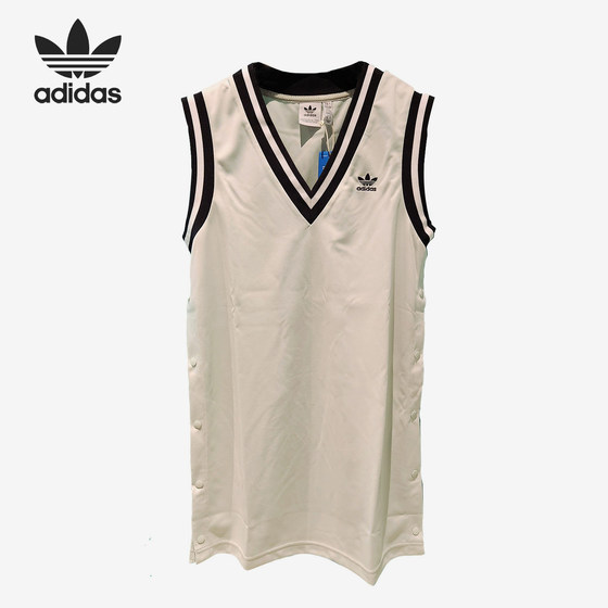 adidas/adidas 정통 클로버 여성 세련된 민소매 V- 넥 캐주얼 드레스 IS5263 adidas/adidas 정통 클로버 여성 세련된 민소매 V- 넥 캐주얼 드레스 IS5263
