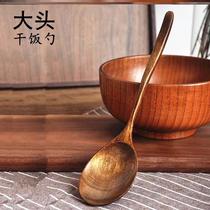 Net red dry rice spoon long handle wooden spoon net red eating Japanese wooden ramen spoon big head rice spoon eating spoon