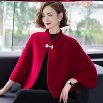 Happy mother-in-law cloak winter mink velvet wedding mother with cheongsam dress noble coat toast dress outside cloak