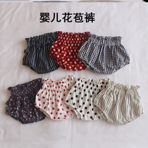 Baby Floral Pants Woman Baby Light Cage Pants Summer Thin bread pants with underpants to wear child large pp shorts