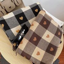 Autumn Winter Imitation Cashmere Woman Bifacial Love Plaid Scarf South Korea Streaming Su Warm Great Shawl 100 Hitch Lovers Scarf