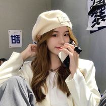 Hat Winter Women Han Version White Knit Berets 100 lap days Painter Hat Nets Red Ocean Air Wool Cord Cold Cap Tide