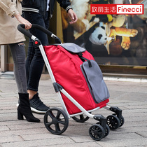 finecci Zhili life folding universal wheel shopping cart aluminum alloy large capacity to buy vegetable cart old man assisted driving