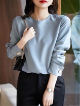 Domestic counter 2022 - spring new commuter round - collar long sleeve silk silk silk silk shirt woman