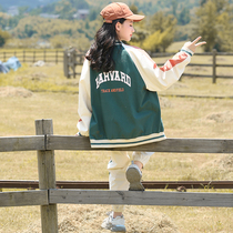 Female Great Boy Spring Clothing Jacket Spring Autumn Cash 2022 New Korean version Ocean Qi Fashionable Girl Jacket Girl Baseball Suit
