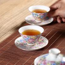 Enamel color teacup Ceramic tea cup Painted master cup Single cup tea lamp Kung Fu Tea set Wanhua hat cup