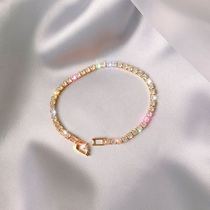 Color rhinestone bracelet ins niche design Best friend simple hand string gift Exquisite crystal bracelet transfer hand decoration