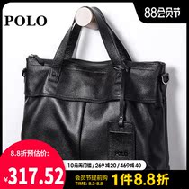 Polo mens bag Handbag Mens bag Leather mens briefcase Mens business cross section leather bag Shoulder crossbody bag