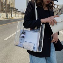 Transparent tote bag summer net celebrity large-capacity tote bag womens 2021 new popular jelly transparent bag ins