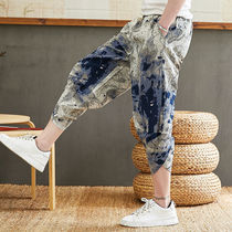 Summer Mens Cotton Shorts Mens Casual Loose Trend Sports Harlan Capri pants Mens Plus Size Mens Breeches