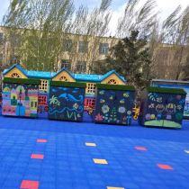 Large childrens outdoor building blocks stainless steel storage cabinet storage rack kindergarten playground mobile cabinet with wheels