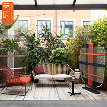 Outdoor courtyard balcony rattan leisure sofa rattan chair combination waterproof and sunscreen aluminum alloy Nordic design net red