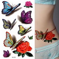 Butterfly rose sexy waterproof simulation long-lasting womens tattoo sticker 3D tattoo sticker three-dimensional Caesarean section