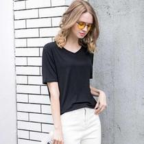 Summer Dress New Modale Short Sleeve T-Shirt Woman Loose Black Chicken Hearts V Collar Half Sleeve Big Code Compassionate Undershirt Blouse