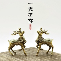 Pure Bronze Deer Bookstore Pendulum Position A Pair of Solid Bronze Plum Blossom Elk Handmade Craft Sculpture Paper