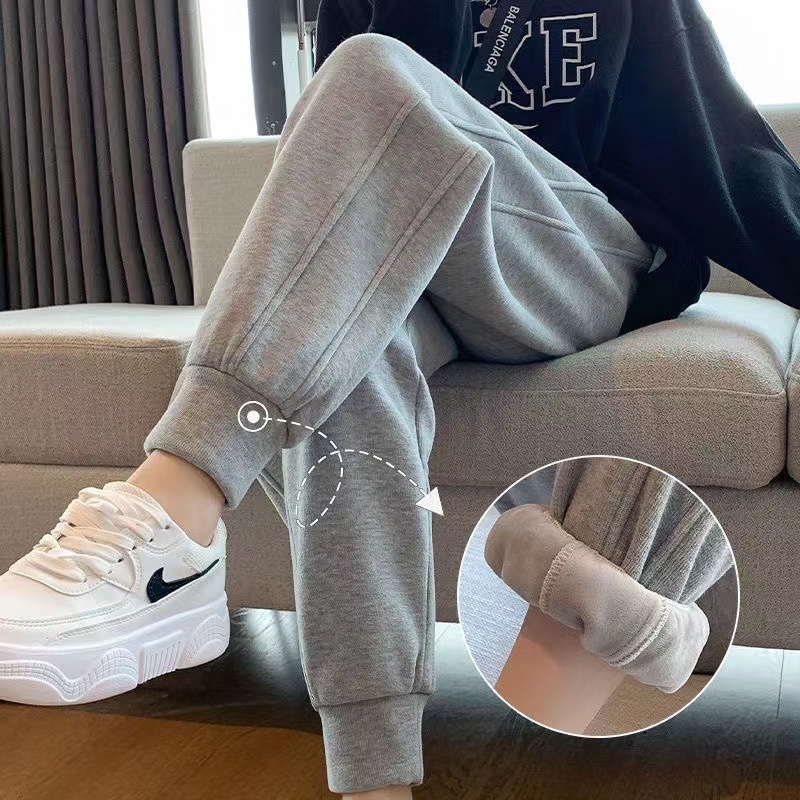 (Good Things) Sports pants for men and women Spring and autumn in winter Gardown thickened Wei pants with loose bunches and small sub Harun pants-Taobao