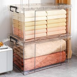 Large-capacity extra-large storage box for clothes and toys, thickened storage box, thickened finishing box, transparent storage box with wheels