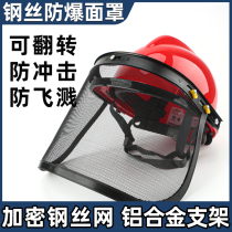 Mower safety helmet oil saw green fence cut irrigation machine face protection steel wire mesh anti-chip splash grass machine mask