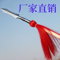 Red Ribbon Gun Overlord Gun Show Gun Martial Arts Gun Stainless Steel Children Red Cherry Gun Head Spear Ash Pole Tai Chi Gun