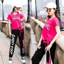 Super fire new square ghost dance suit fashion lace-up short-sleeved T-shirt summer casual sports suit dance suit