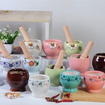 Old garlic mortar home ceramic mashed garlic jar garlic cylinder Large size stone mortar Smashed Garlic Jar handmade Garlic Clay