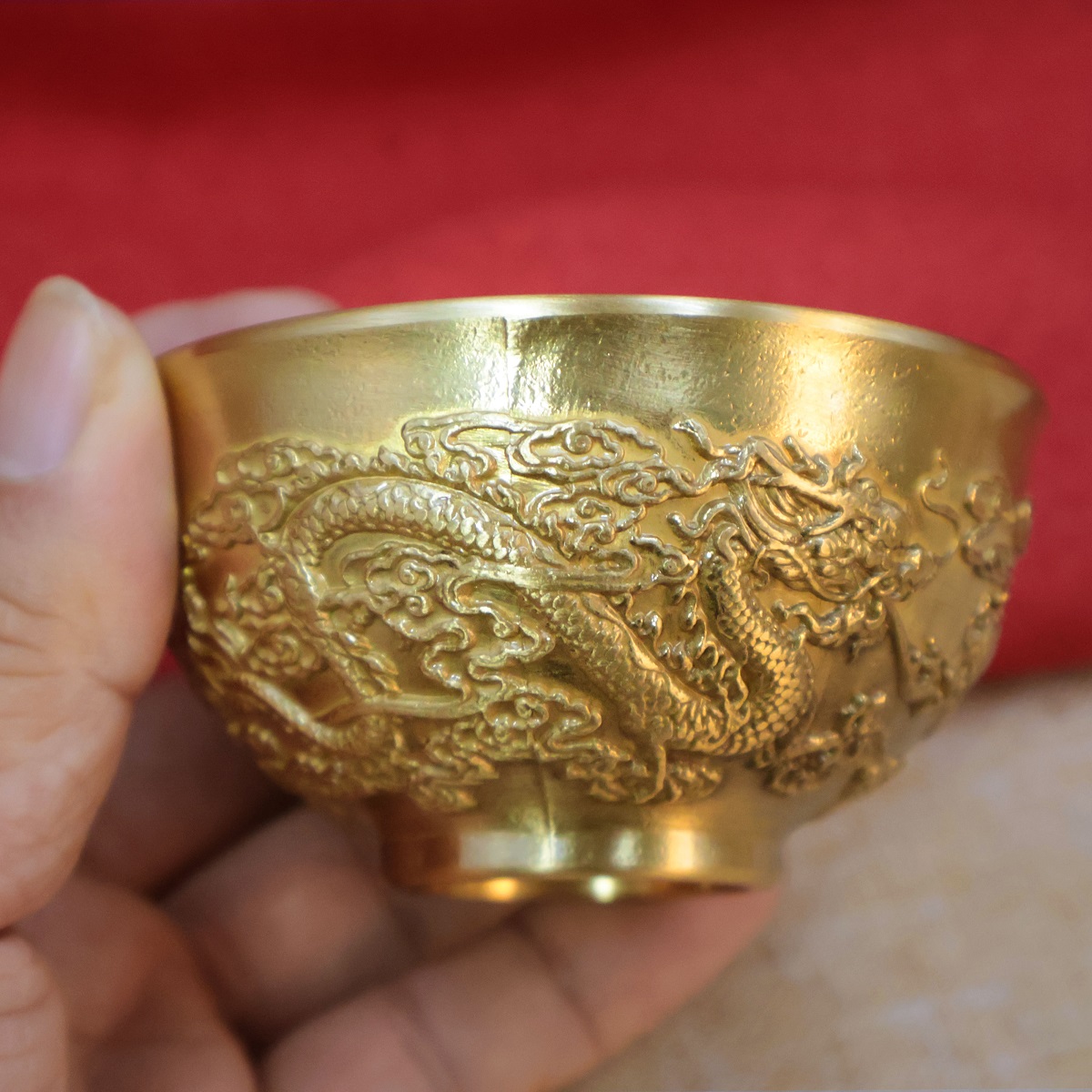 中式黃銅龍鳳茶壺龍鳳呈祥金屬茶壺客廳裝飾創意銅器擺件