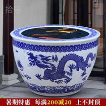 Large fish tank outdoor King Jingdezhen ceramic fish tank blue and white porcelain large water tank outdoor one meter water lily balcony flower