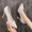 Off white 5cm heel height (genuine leather sheepskin), not tiring or rubbing feet